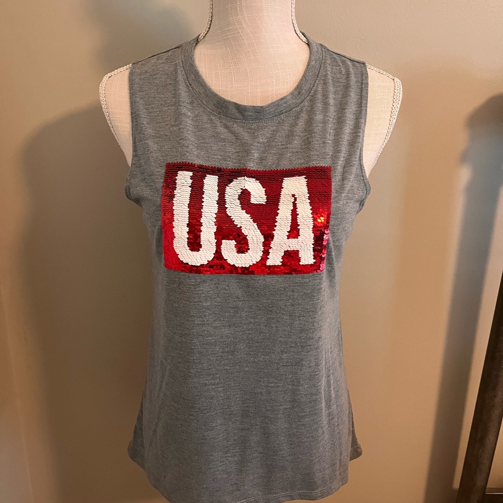 Reversible sequin 4th of July sleeveless tee - Picture 2 of 5